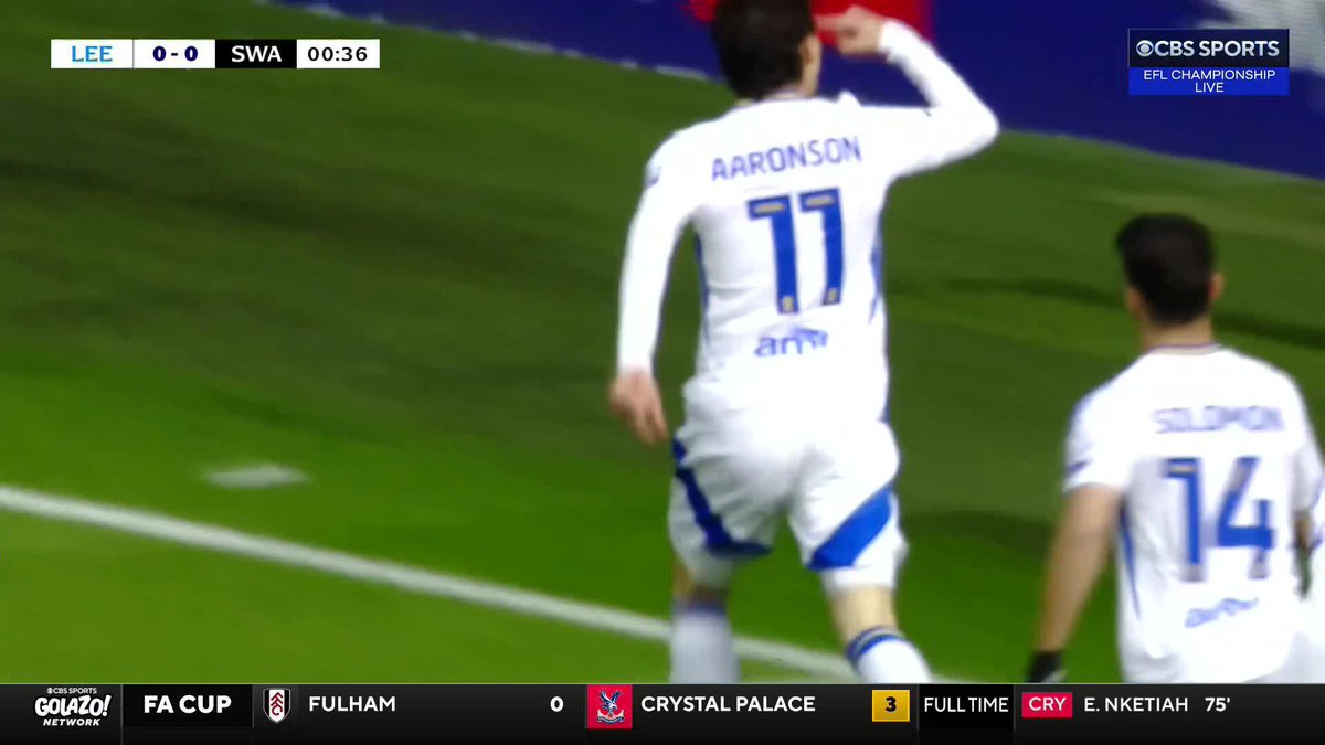 BRENDEN AARONSON SCORES FOR LEEDS 33 SECONDS INTO THE MATCH!!! 🇺🇸