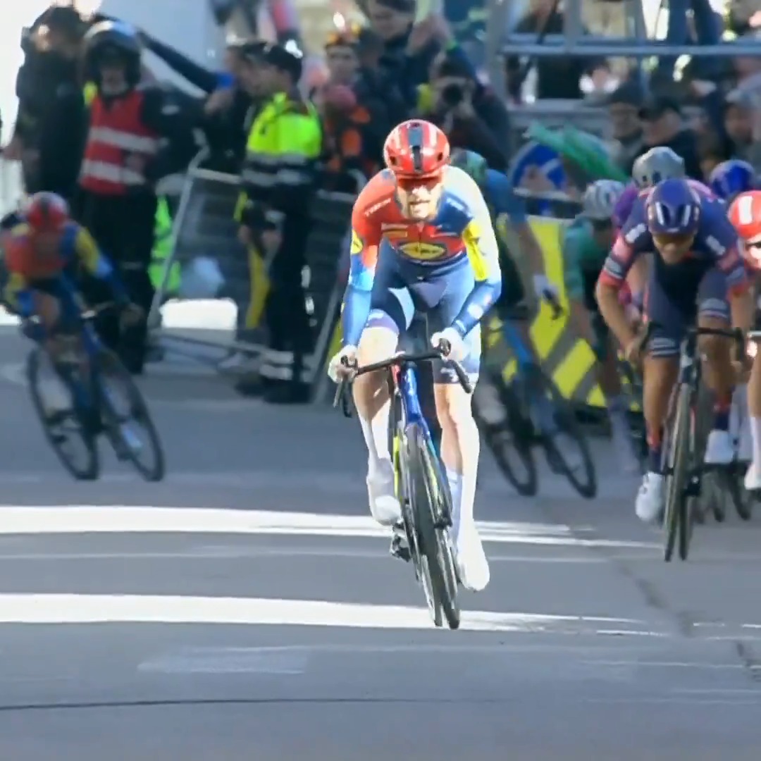 American 🇺🇸Quinn Simmons goes on the attack for the first WorldTour victory of his career! #VoltaCatalunya104 📺: Peacock