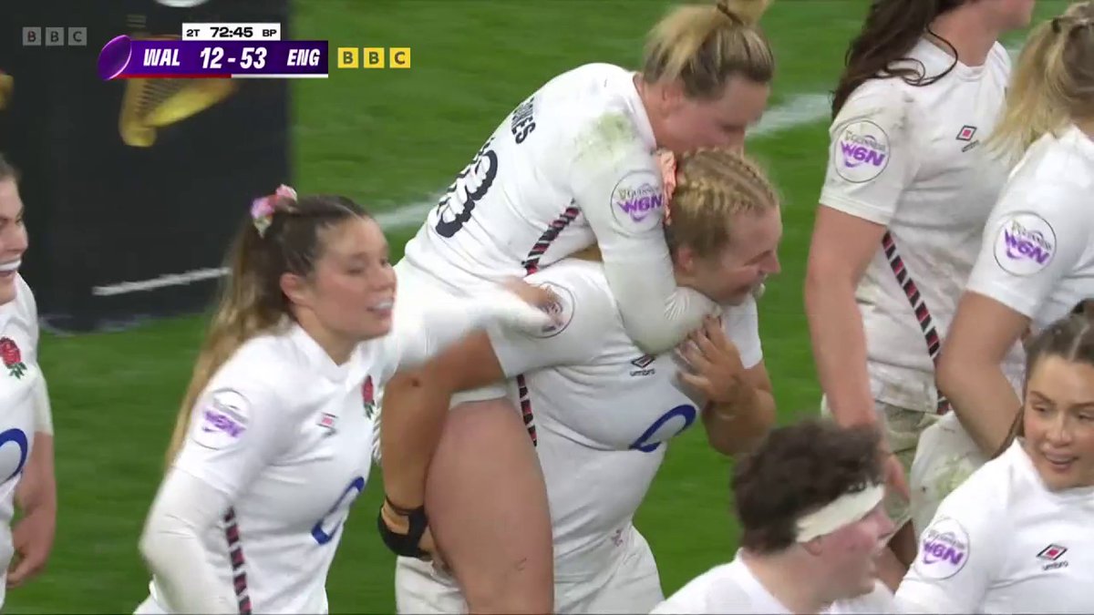 In the last three years, Abi Burton has had to learn to walk and talk again due to a rare brain illness. She's just scored a try on her England debut ❤️ #BBCRugby #W6N