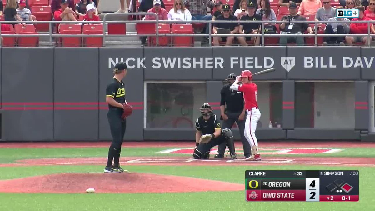 BOTTOM 2 | THAT ONE IS OUTTA HERE 💣 Maddix Simpson's first career home run sends two runs across and ties the score, 4-4! #GoBucks