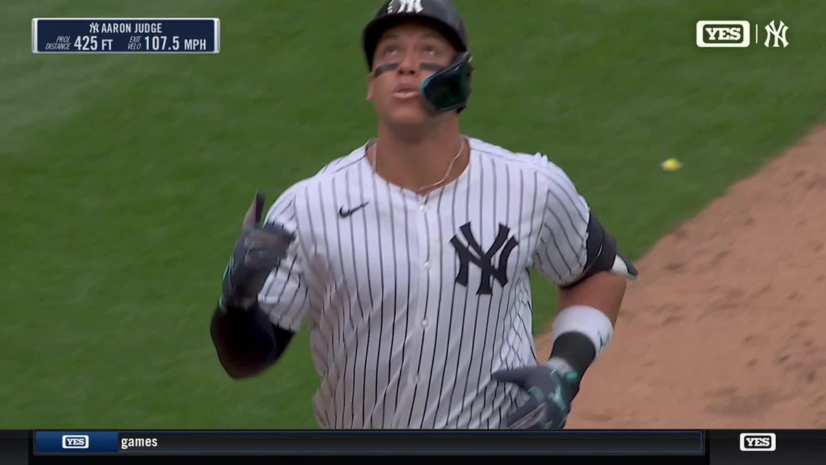 A three-homer game for 99... never too early for MVP chants. #YANKSonYES