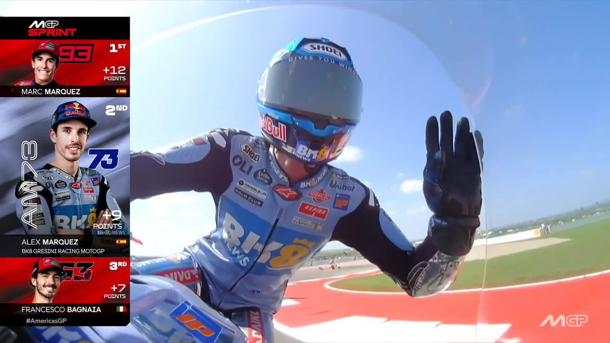 Second place in all 3 #TissotSprint so far for Alex Márquez 👏 #AmericasGP 🇺🇸