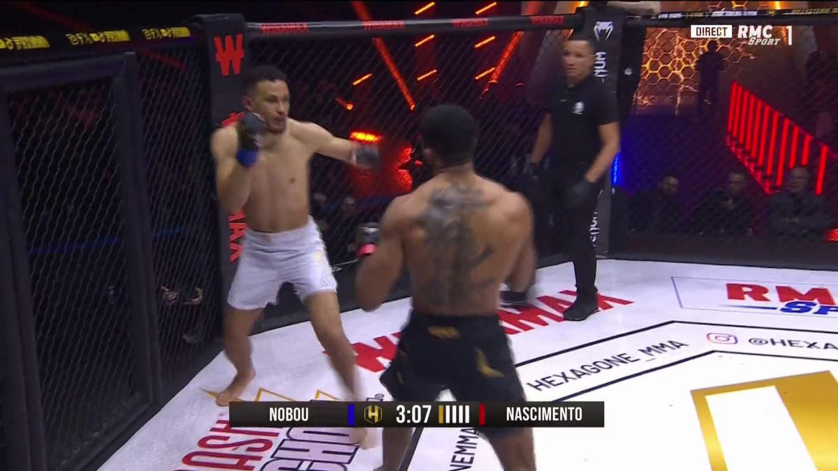 🔥 L'ÉNORME CROCHET AU CORPS DE NASCIMIENTO QUI TERMINE NOBOU DÈS LE PREMIER ROUND !! 🏆🇧🇷 AND NEEEEW ! Avec cette énorme performance, le Brésilien s'empare de la ceinture des -77kgs d'Hexagone MMA !