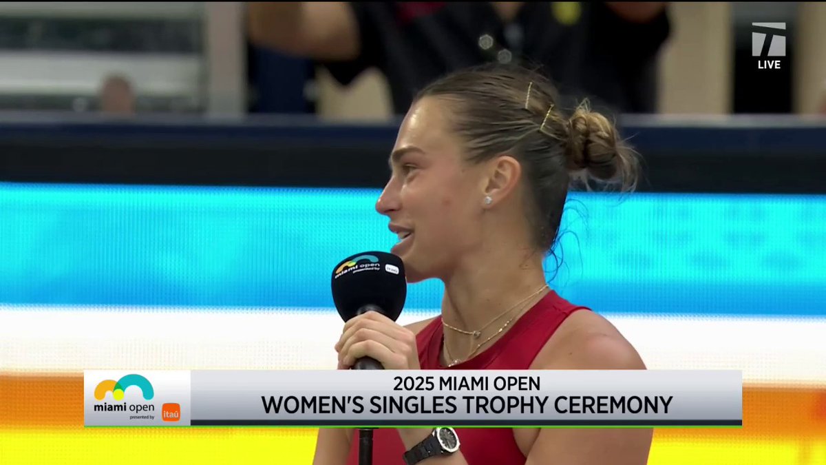 "You're not my team, you're my family" 🥹 Aryna Sabalenka shows love to her team, opponent, and the fans after claiming the #MiamiOpen title 🫶