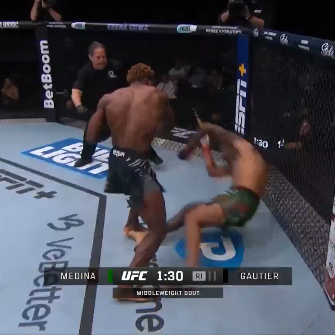 WELCOME TO THE BIG SHOW 😳 Ateba Gautier ends his UFC debut early at #UFCMexico!
