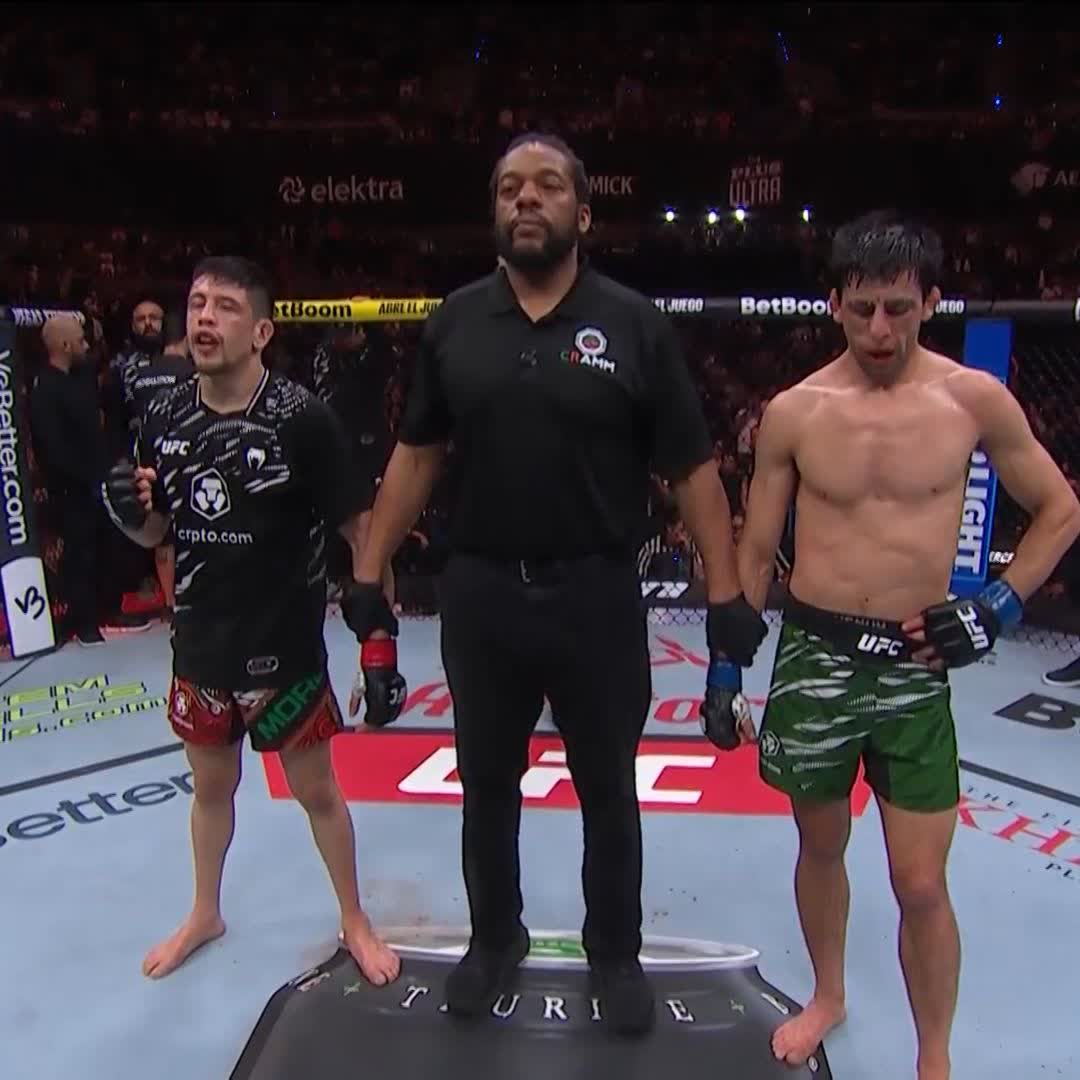 VICTORY FOR THE ASSASSIN BABY 🇲🇽 Brandon Moreno battles for 5 rounds to get his first win on home soil! #UFCMexico