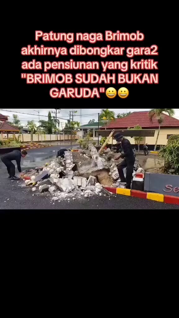 no viral no justice setelah netizen rame" menolak patung naga di atas logo Brimob akhirnya di bongkar 🔥👍 nah gitu dong ingat Lambang Negara Indonesia Garuda Pancasila 🔥🔥🔥🔥