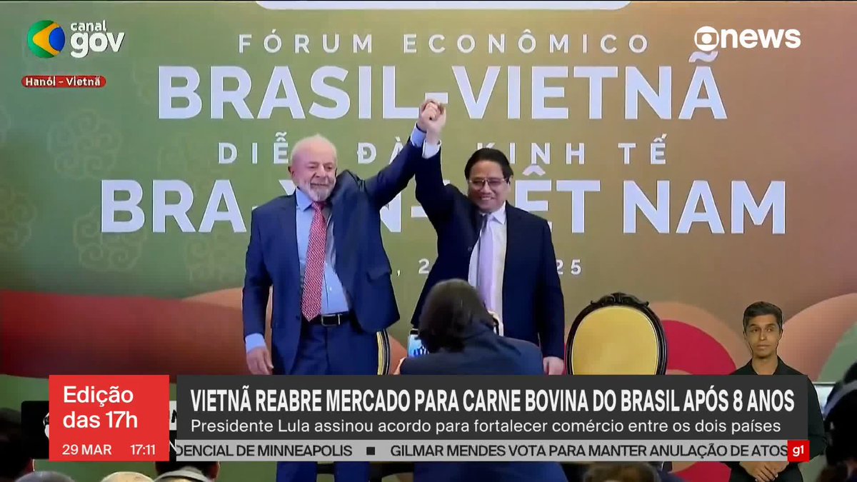 ATÉ A GLOBONEWS teve que parar de atacar o Lula pra mostrar que ele conseguiu abrir o mercado de carne pro Vietnã após 20 anos!! Pra isso que fiz o L!!!