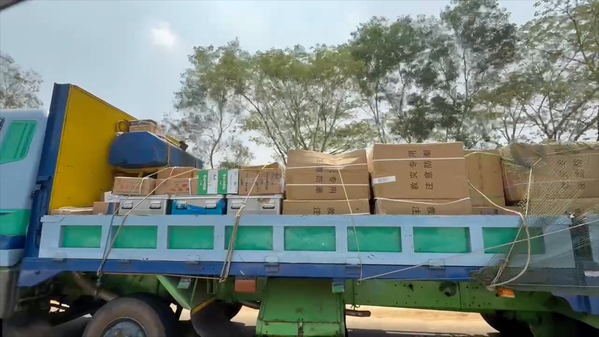 Disaster relief vehicle from China spotted on Yangon-Mandalay Highway