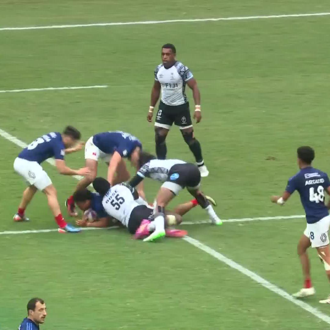 To the wire! ๐ฑ France Rugby's Mateo Garcia scores a last-minute try to take the win! #HSBCSVNS | #HSBCSVNSHKG