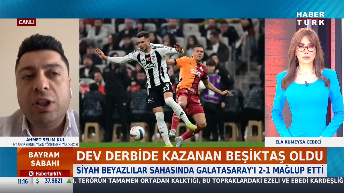 📌Dev derbide kazanan Beşiktaş oldu HT Spor Genel Yayın Yönetmeni Yardımcısı Ahmet Selim Kul #BayramSabahı'nda Ela Rumeysa Cebeci 🇹🇷'ye değerlendirdi.