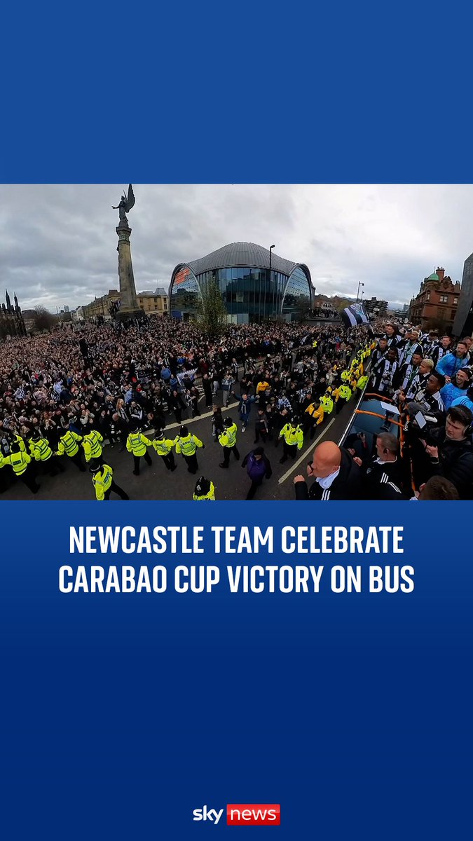 Newcastle United fans gathered in the city to celebrate the team's Carabao Cup victory over Liverpool. It’s the first time Newcastle United has won a domestic trophy in 70 years.