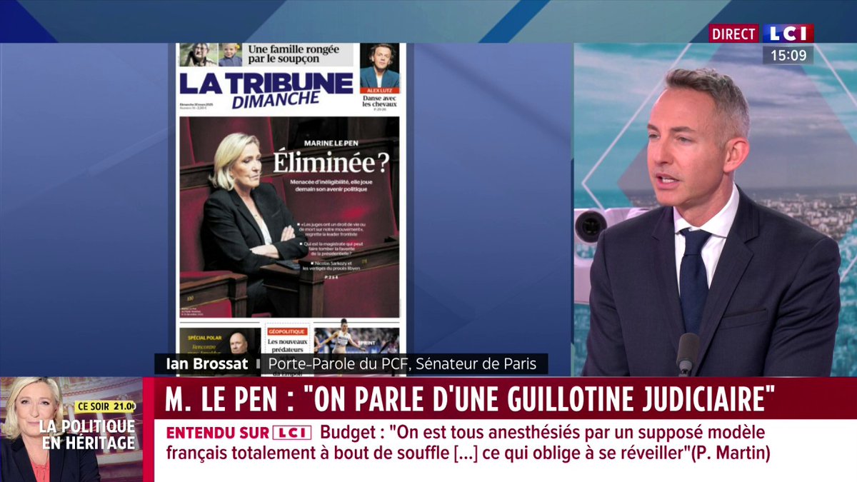 Marine Le Pen inéligible ? 🗣️ Ian Brossat : "Dans cette affaire, on polémique pour rien. Si elle est condamnée, c'est qu'elle a été jugée coupable. Il est parfaitement normal que la loi s'applique"