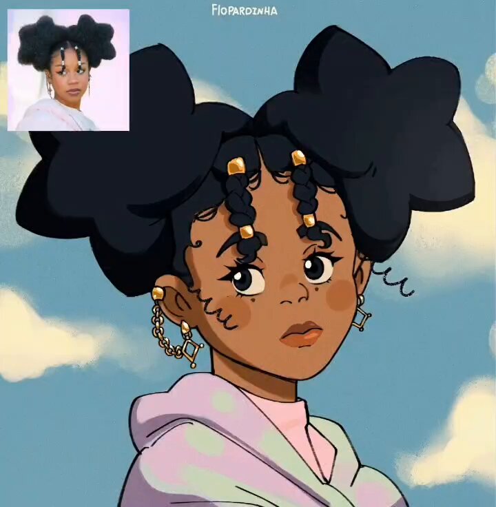 Testei o estilo Ghibli e fiz logo uma pretinha crespa pq nunca vi em nenhum filme ✨
