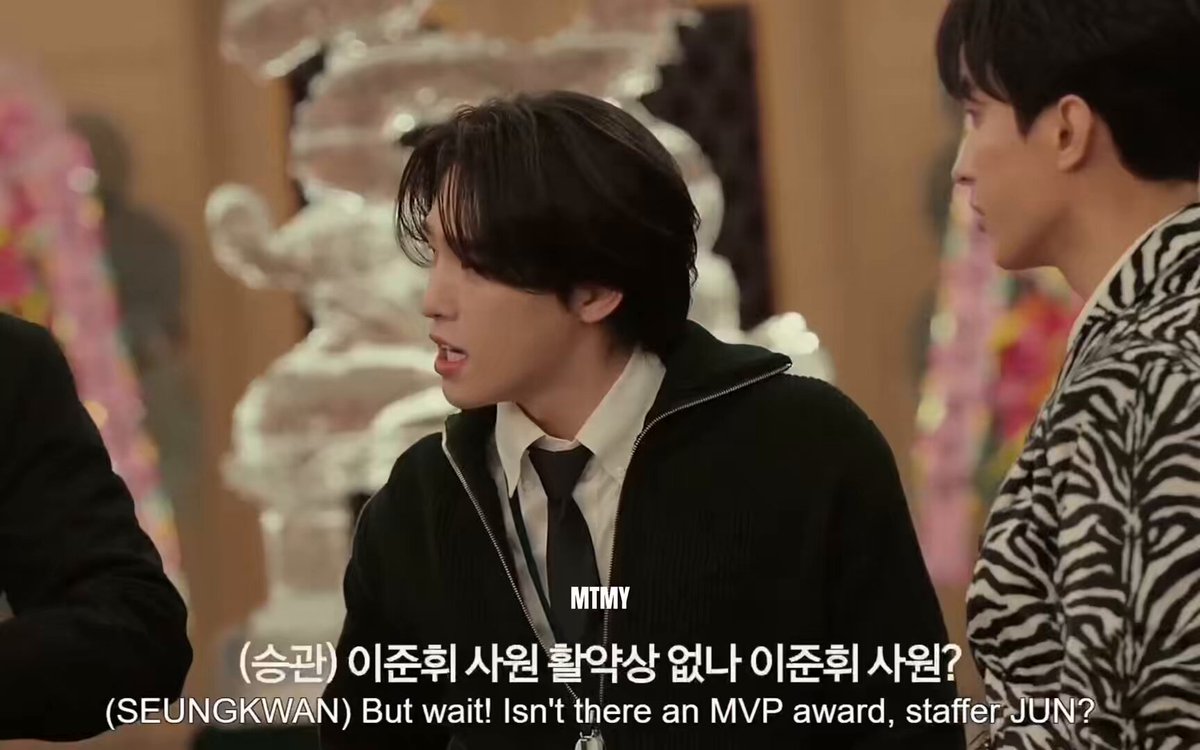 jun calling woozi appa kkk 🐶 (to🐱) this guy did an amazing job riding a horse in that drama in 2025 🦦 jun created content teaching Chinese in a fun way in Korea 🐱 what did you do back then? 🦦 How dare a staffer tell me what to do? 🐱 (to🍑) appa he’s being mean to me 🥺 🦦 sorry, manager