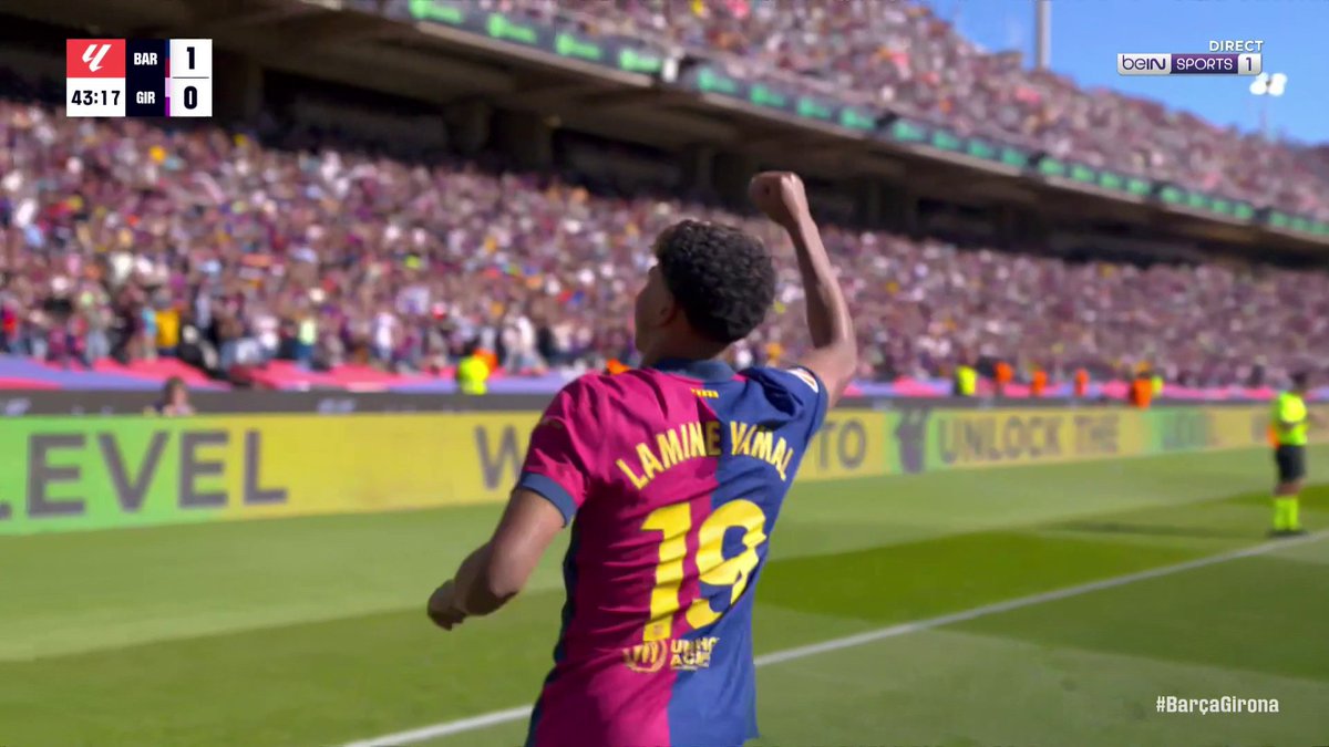 ⚽️ Le coup franc de Lamine Yamal fait… indirectement mouche ! 🎯 Eric Garcia met sous pression Krejci qui marque un CSC. 1-0 pour le Barça. 💙❤️ 🎥 beIN SPORTS