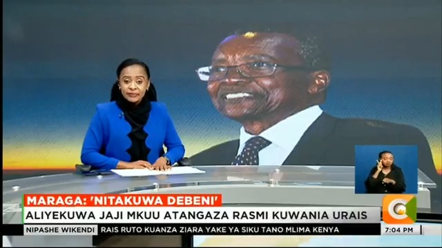Maraga: 'Nitakuwa Debeni' Aliyekuwa Jaji Mkuu atangaza rasmi kuwania urais Maraga amepuuza madai kuwa ni kibaraka wa serikali Maraga asema anataka kuleta mabadiliko kote nchini #CitizenNipasheWikendi Mashirima Kapombe