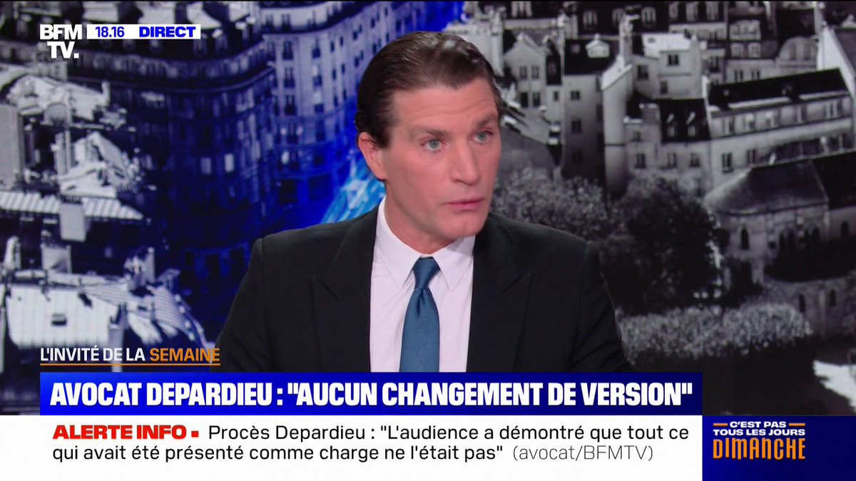 Gérard Depardieu n'a eu "aucun changement" de version, selon son avocat Jérémie Assous