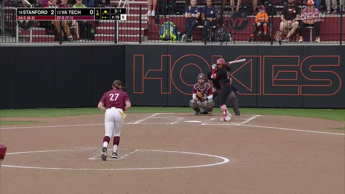 M4 | PLAY AT THE PLATE AND SHE'S OUTTA' HERE‼️ #Hokies🥎