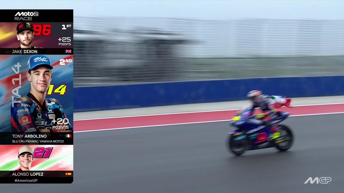 First podium for Tony Arbolino since the #EmiliaRomagnaGP 🥈💪 #AmericasGP 🇺🇸