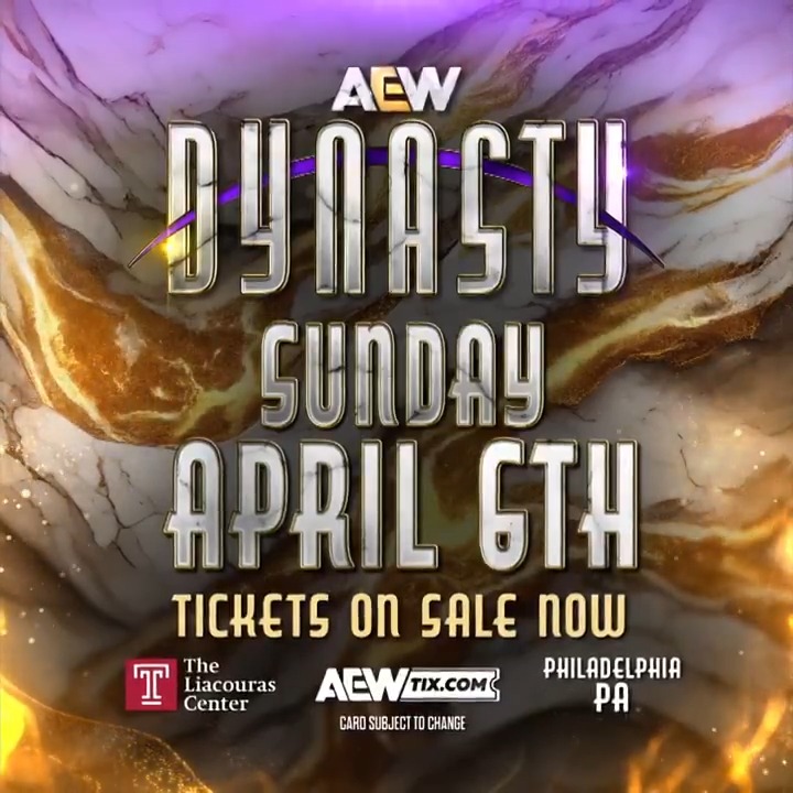 The City of Brotherly Love meets all-out war! 💥 #AEWDynasty makes its first-ever Philadelphia PPV debut at the The Liacouras Center on April 6! Get your tickets NOW! 🎟️