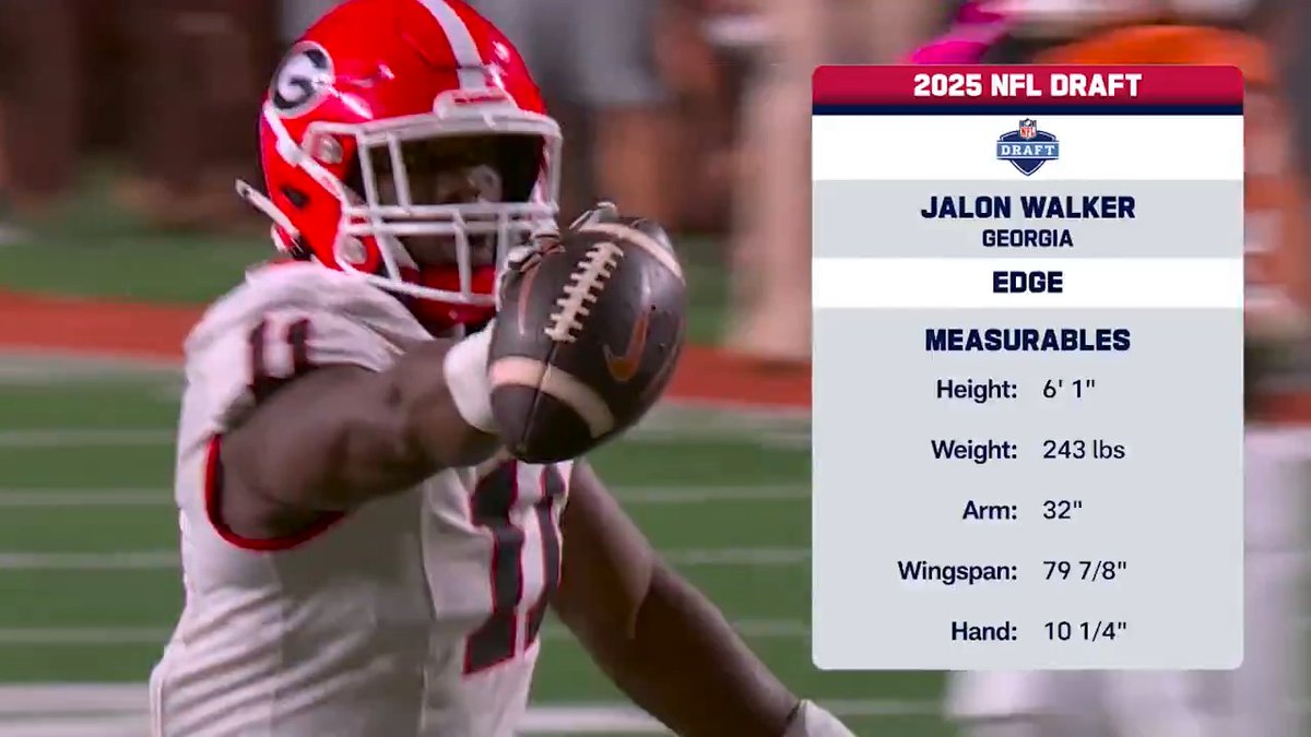 Could Jalon Walker be the next great defender out of Georgia Football? 🐶 Daniel Jeremiah 📺: 2025 #NFLDraft – April 24-26 on NFLN/ESPN/ABC 📱: Stream on NFL+