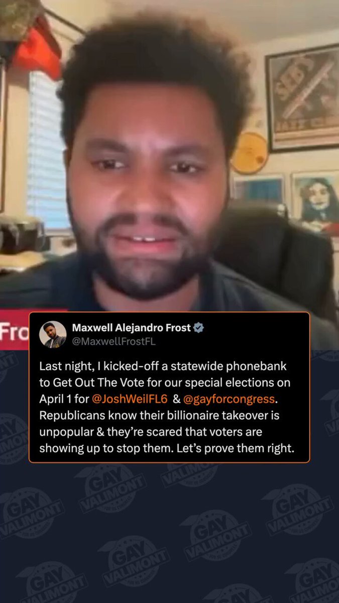 Thank you, Rep. Maxwell Frost (FL-10)! The Florida special elections are on April 1st, and this is about protecting Social Security, Medicare, VA benefits, and every other essential program that our communities depend on. #VoteValimont 🍊