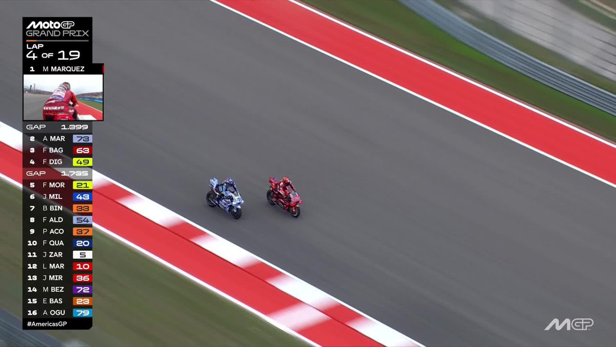 Up to P2 📈 Pecco Bagnaia makes it stick on Alex Márquez #AmericasGP 🇺🇸