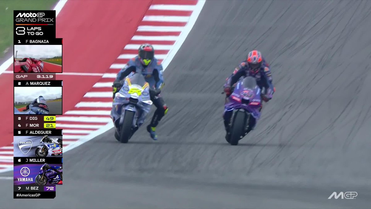 Impressive late charge from Fermín Aldeguer Mengual! Now he eases past Jack Miller and he's into 5th 🚀 #AmericasGP 🇺🇸
