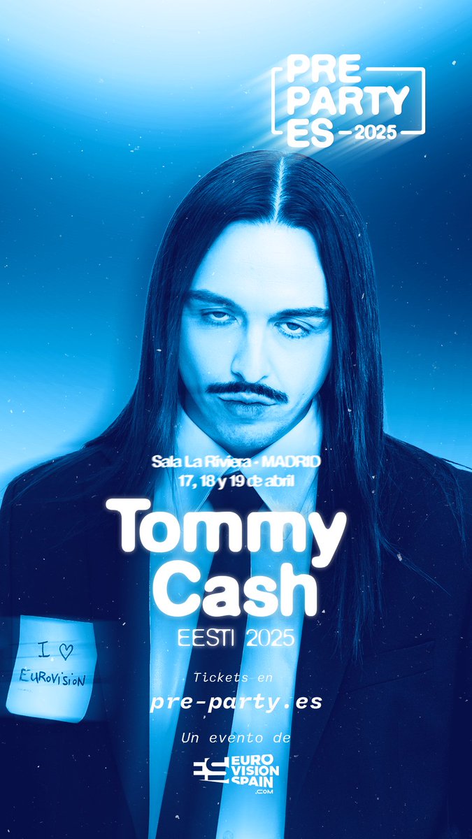 🇪🇪 Mi amore…. Tommy Cash se une a la #PrePartyES25 así que preparad vuestros espressos macchiato ☕️ 🔥 Alcanzamos los 29 artistas de Eurovisión 2025 pisarán La Riviera el sábado 19, pero AÚN HAY MÁS 🙊 🗓 17 al 19 de abril ❗️ÚLTIMOS 7️⃣0️⃣ PACKS