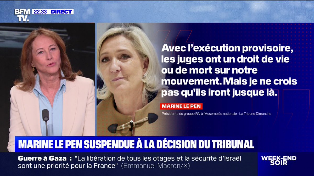 Procès Marine Le Pen: pour Ségolène Royal, ancienne ministre, "elle est dans une attente angoissée"