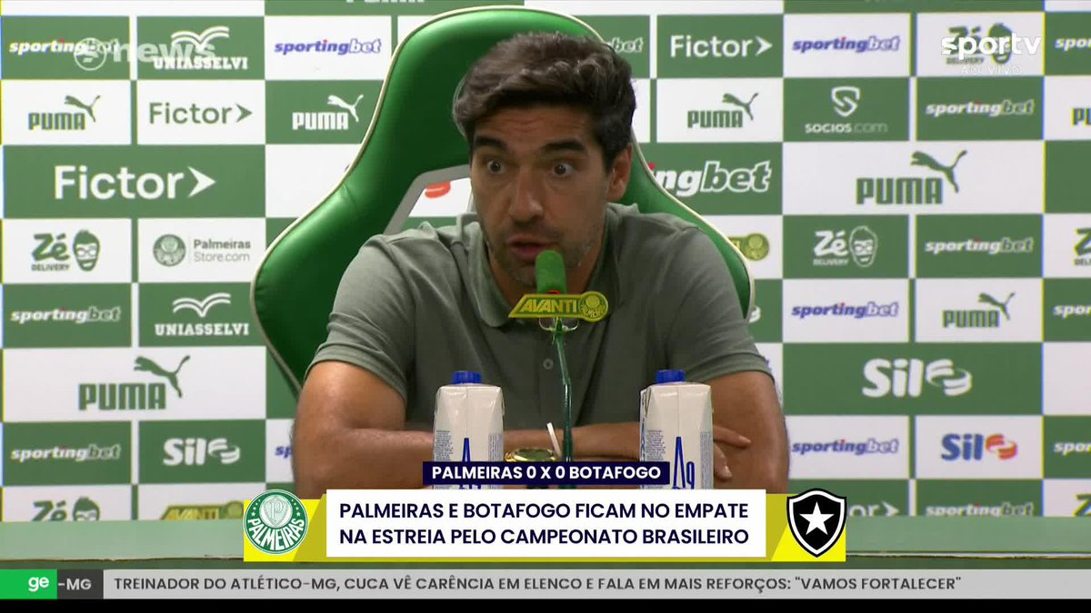 Abel Ferreira, em coletiva após Palmeiras 0x0 Botafogo: "Nos últimos cinco jogos, fizemos quatro gols e sofremos apenas um".