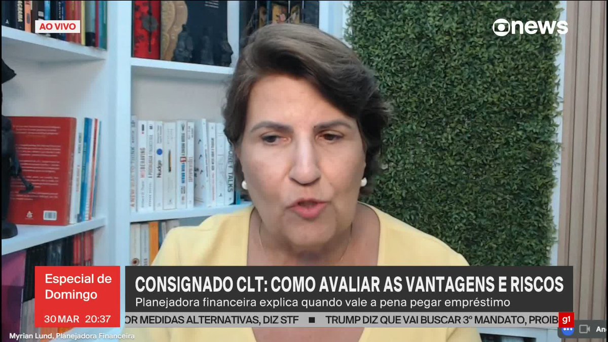 Myrian Lund, planejadora financeira, diz que consignado CLT é um empréstimo "extremamente perigoso", mesmo como taxa mais baixa. ➡ Assista ao #EspecialdeDomingo: #GloboNews