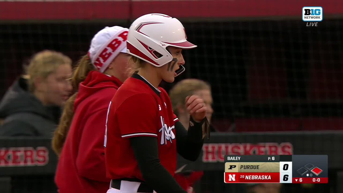 Nebraska came alive in the bottom of the sixth 🔥 Nebraska Softball knocked in 5 runs to secure the 6-0 win over Purdue ‼️ #B1GSoftball