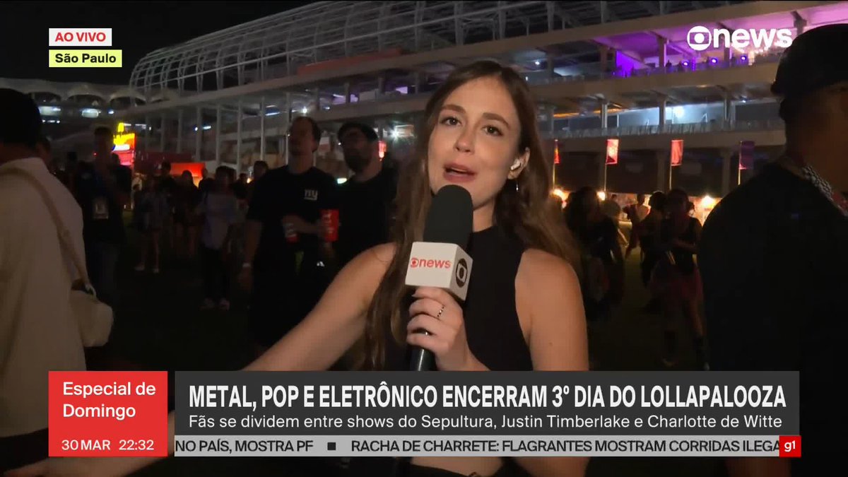 Metal, pop e eletrônico encerram o terceiro e último dia do Lollapalooza. Fãs se dividem entre shows do Sepultura, Justin Timberlake e Charlotte de Witte. Confira com Júlia Zaremba. ➡ Assista ao #EspecialdeDomingo: #GloboNews