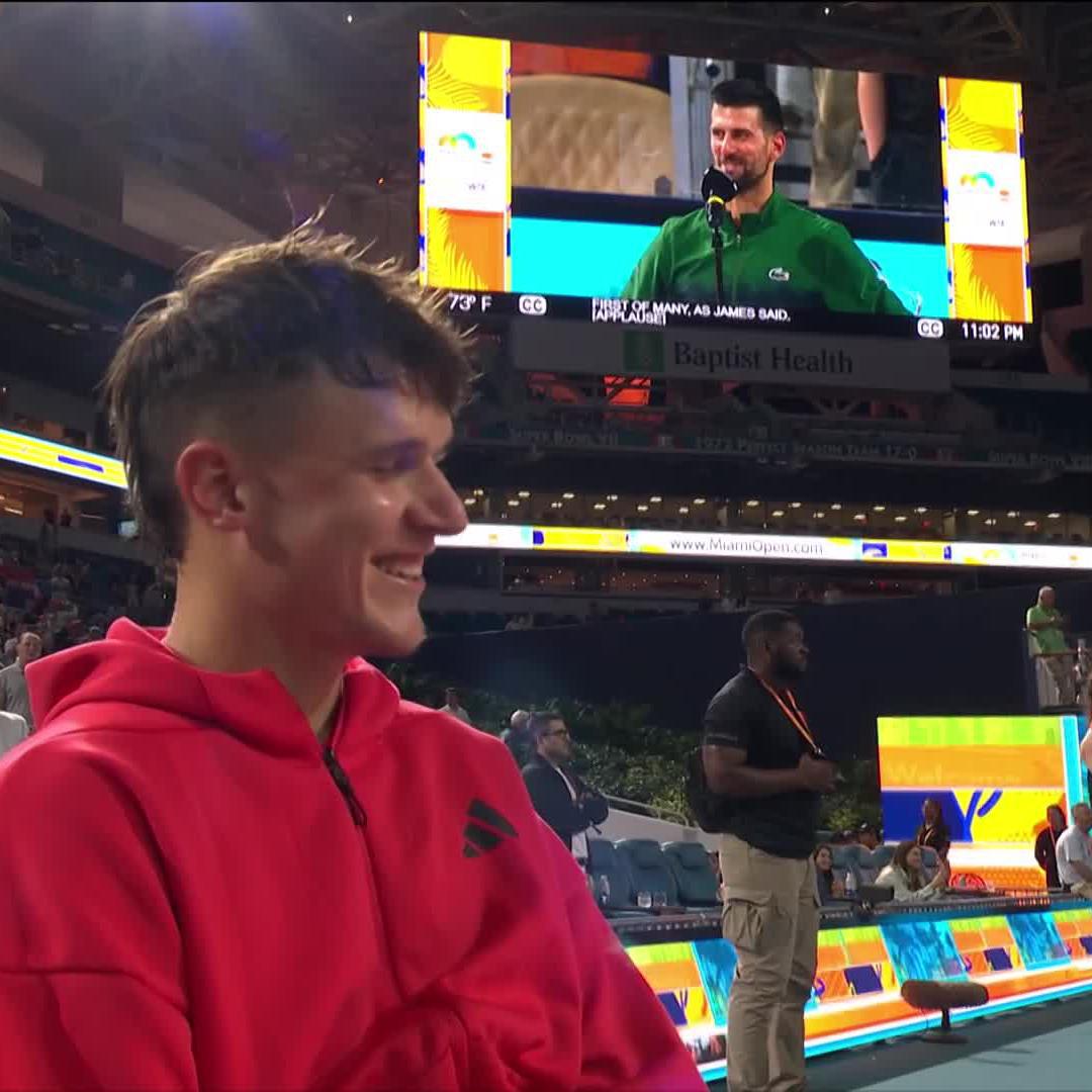 "This is Jakub's moment" 🤩 Beautiful praise for Jakub Mensik from Novak Djokovic. #MiamiOpen