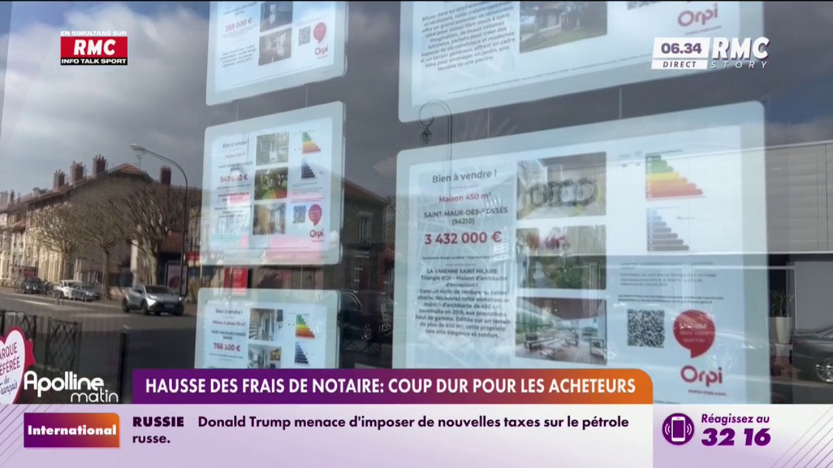 🏠💰 Hausse des frais de notaire dès ce mardi: les droits de mutation passent de 4,5% à 5% pour financer les politiques territoriales. Un surcoût de 1.000€ pour un bien de 200.000€ #ApollineMatin