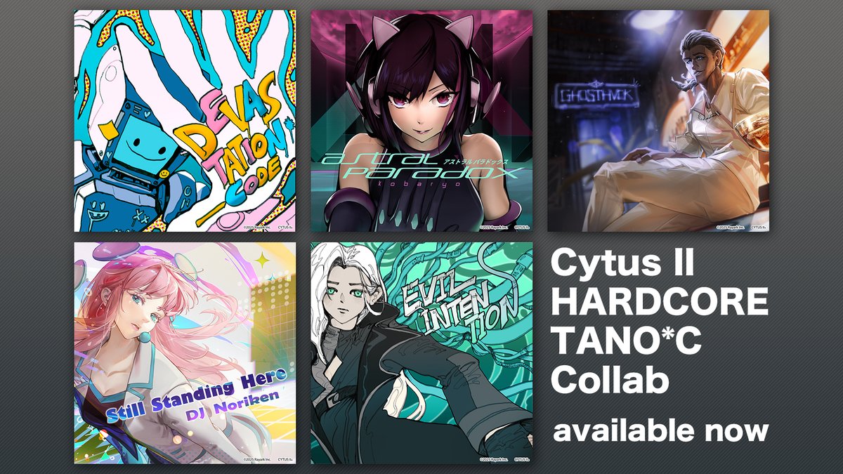 CytusⅡ提供曲の配信スタート!動画概要欄から各種サービスにアクセス! ✋️DJ Myosuke - DEVASTATION;CODE 🎧️Kobaryo - Astral Paradox 👻Getty - GHOSTHVCK ✨️DJ Noriken - Still Standing Here 🧥Laur - Evil Intention メーカー様のご厚意に感謝! #Cytus2 #tanoc