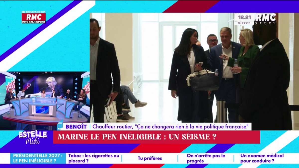 ⚖️ Marine Le Pen inéligible 📞 Benoît : "C'est le procès de Marine Le Pen, ce n'est pas contre le RN... Le programme du RN sera défendu ! Les électeurs du RN vont encore chialer "oui, on nous met des bâtons dans les roues... ce n'est pas de notre faute"..." #EstelleMidi