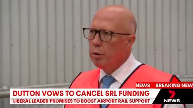BREAKING: Peter Dutton has announced plans to cancel the Albanese government's $2.2 billion commitment towards the Suburban Rail Loop if he wins the May 3 election. The Liberal leader says he will instead increase funding for the Airport Rail Link. #auspol #7NEWS
