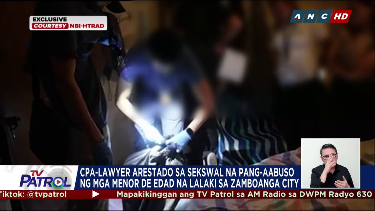 Babala: Sensitibong balita Arestado ang isang CPA-lawyer na seksuwal umanong nang-aabuso ng mga menor de edad na lalaki sa Zamboanga City. Itinuturing siyang pedophile matapos mapag-alamang 2002 pa nagsimula ang pang-aabuso.