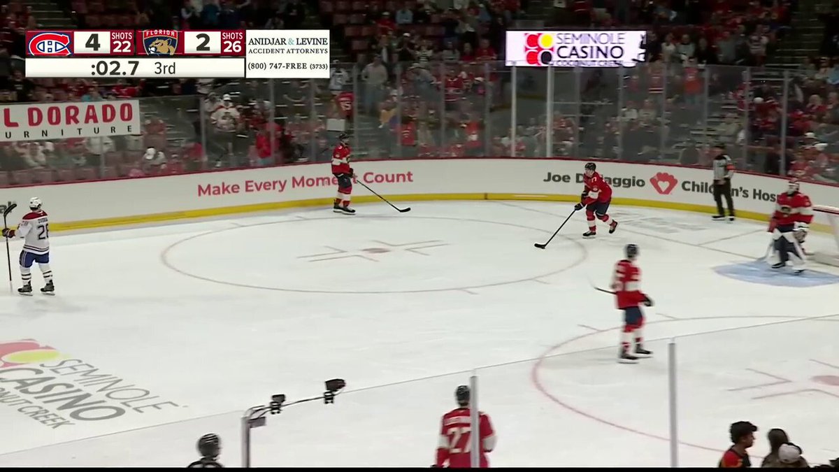 Niko Mikkola has been fined $5,000 for unsportsmanlike conduct against Montreal for taking this clapper at the end of the game.