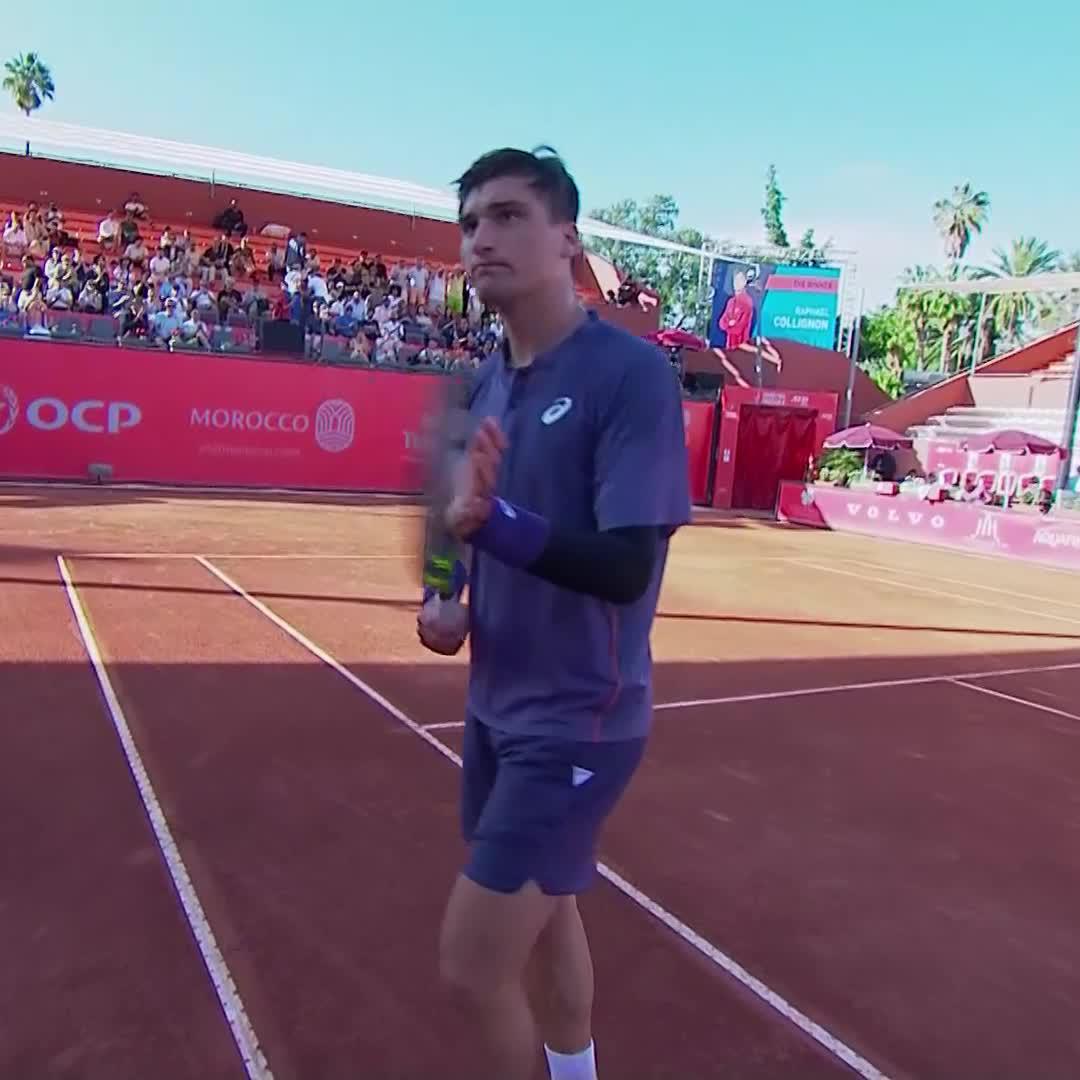 First of many! 👏 Raphael Collignon defeats Fognini 6-3 6-3 to claim his first ATP Tour win of his career! #GrandPrixHassanII
