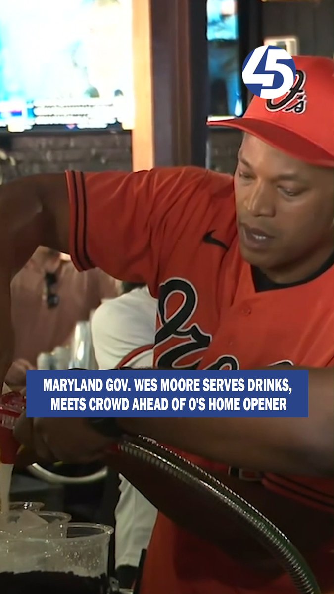 Gov. Moore at Pickle's Pub greeting crowd, serving drinks ahead of O's home opener