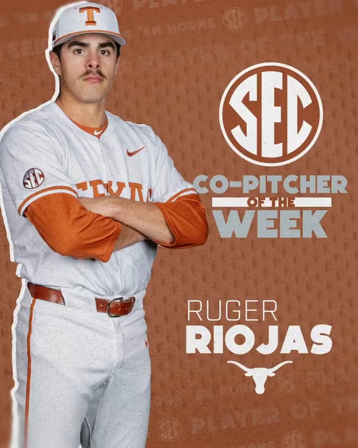 ⚾️ SEC Pitcher of the Week: March 31 🤘 Ruger Riojas Texas Baseball x #SECBSB
