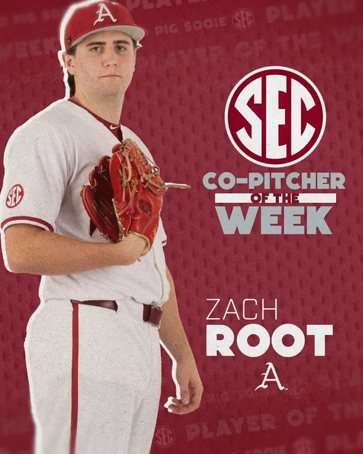 ⚾️ SEC Pitcher of the Week: March 31 🐗 Zach Root Arkansas Baseball x #SECBSB
