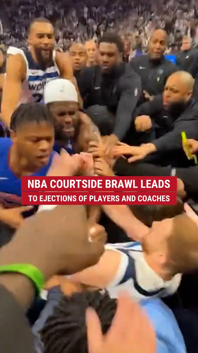 MALICE AT THE PALACE: Five players and two coaches were ejected after a brawl broke out on the court between the Pistons and the Timberwolves.