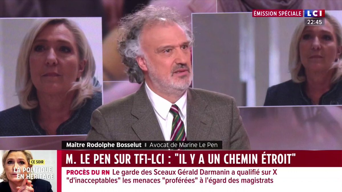 🔴 Marine Le Pen condamnée à 5 ans d'inéligibilité immédiate 🗣️ Maître Bosselut, avocat de Marine Le Pen, invité de Darius Rochebin : "Pour la présidente, le trouble à l'ordre public c'est la possibilité que Marine Le Pen soit candidate, et pire élue, à la présidentielle."