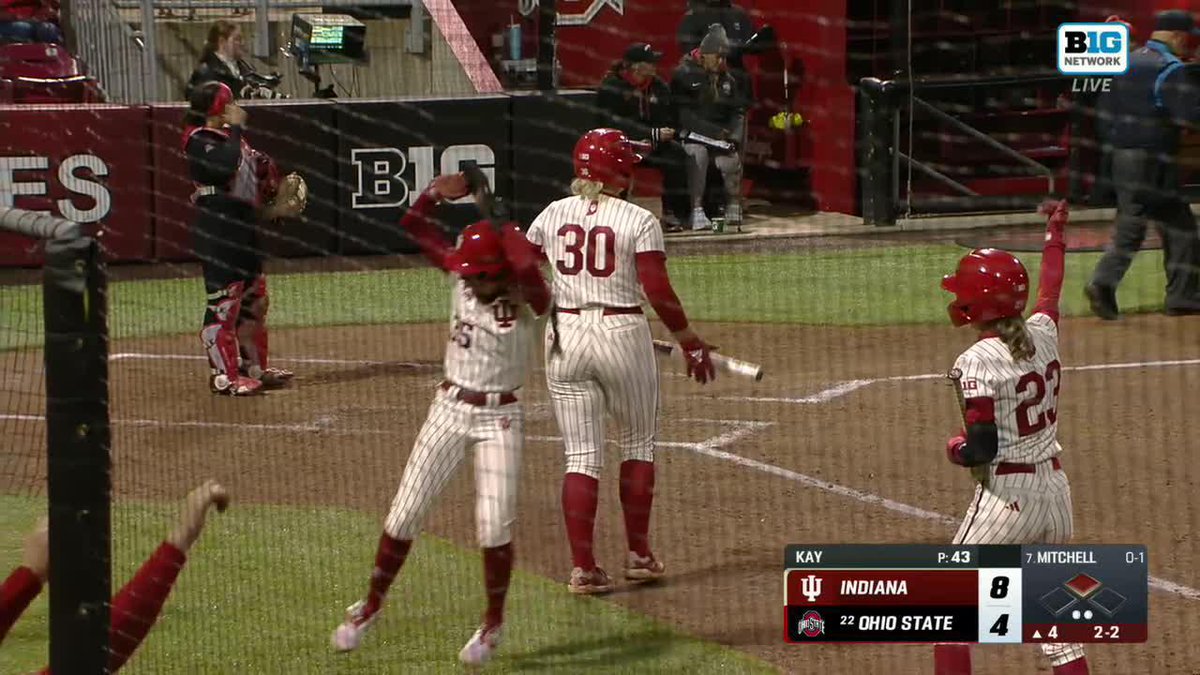 Kinsey Mitchell clears the bases on this two-out double ‼️ She extends the Indiana Softball lead to seven 👏 #B1GSoftball on BTN 📺