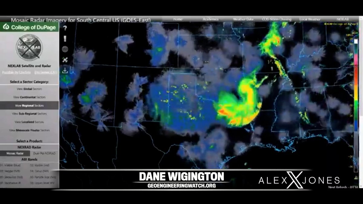 "This Is The Crown Jewel Of The Military Industrial Complex That Can Bring Populations To Their Knees Without Those Populations Even Knowing They Are Under Assault!" GeoEngineering Watch Founder & Head Dane Wigington Details The Most Recent Side Effects Of Climate Intervention Operations That Have Taken Place Across The US: Blizzards, Cyclones, & Other Severe Weather Events "The Weather Warfare Assault Is The Single Most Destructive Human Activity Launched To Date" Learn How To Fight Back In The Information War! » LIVE X STREAM: